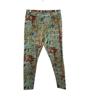 Soft Surroundings Womens‎ Medium Ankle Legging Pants Blue Stretch Artsy Abstract